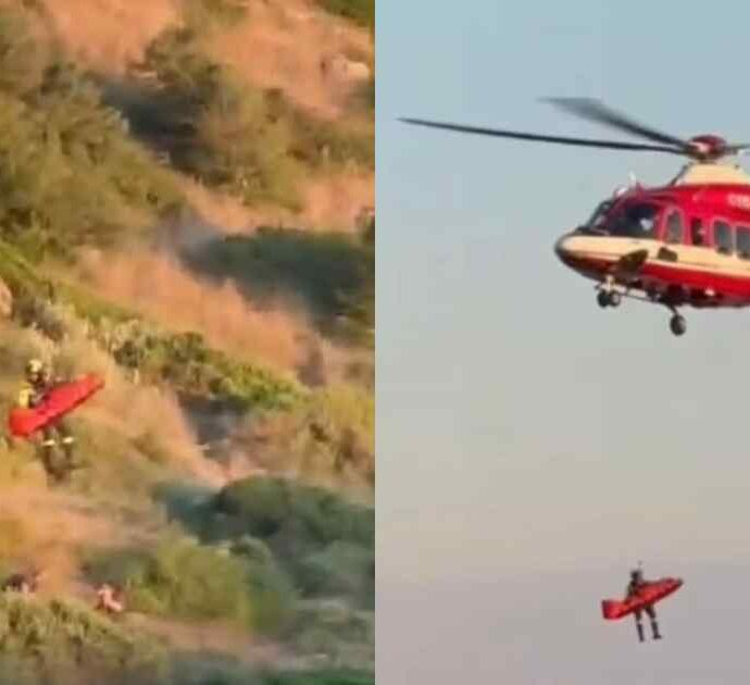 Cade sulla scogliera e non riesce più a muoversi: una turista cinquantenne è stata recuperata in elicottero