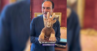 Copertina di Cirio regala un peluche di stambecco: “Battaglia vinta”. Ma il suo partito ha votato a favore delle uccisioni