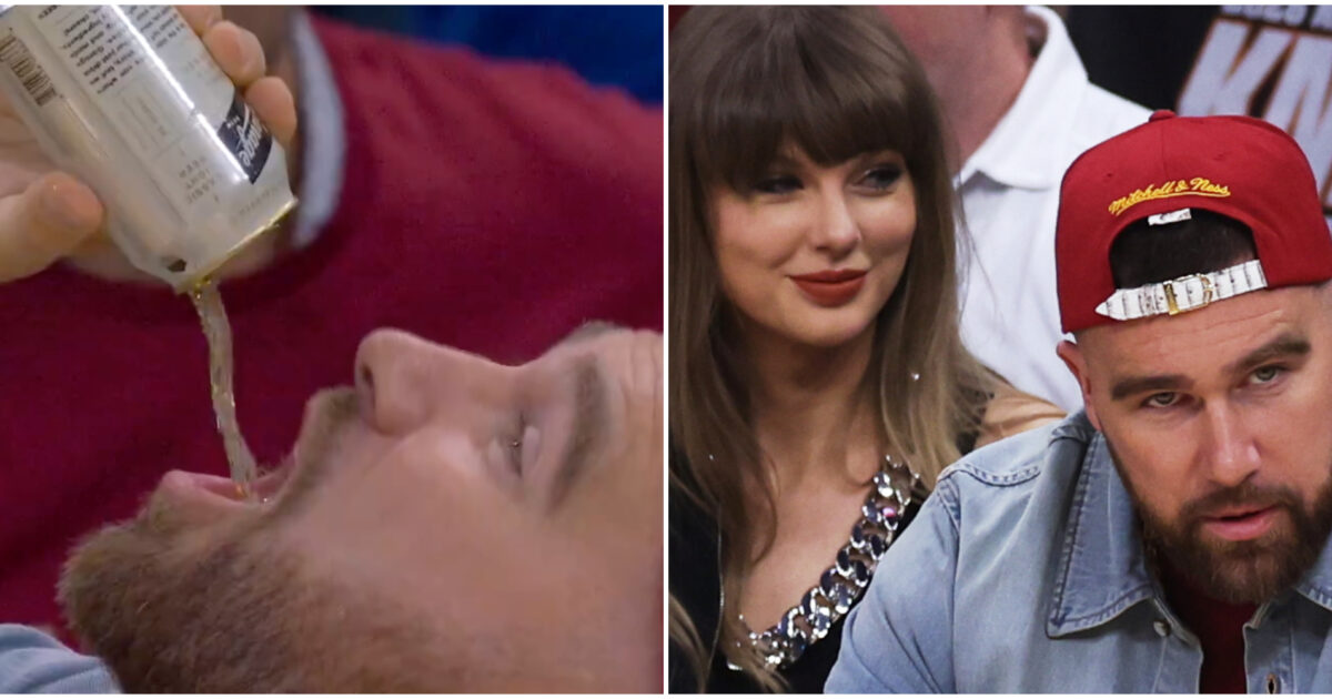 Birra scolata davanti alle telecamere, l’improvviso pisolino durante la partita NBA: Taylor Swift si imbarazza al fianco del futuro marito Travis Kelce