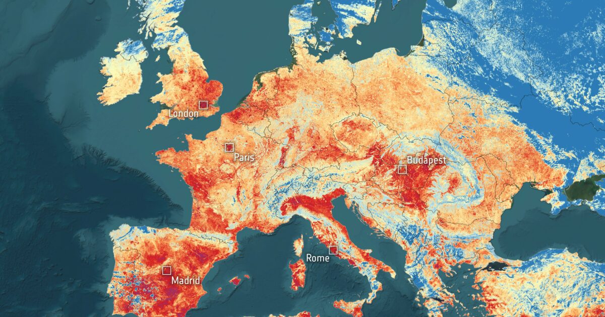 l8217ondata di caldo in europa vista dallo spazio la pianura padana la spagna e parte del regno unito sono rosso fuoco da Ilfattoquotidiano.it l8217ondata di caldo in europa vista dallo spazio la pianura padana la spagna e parte del regno unito sono rosso fuoco