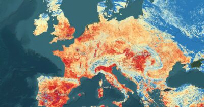 Copertina di L’ondata di caldo in Europa vista dallo spazio: la pianura Padana, la Spagna e parte del Regno Unito sono rosso fuoco