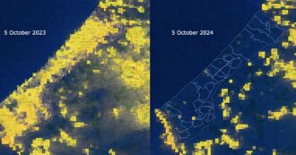 “Il collasso economico di Gaza” studiato con i satelliti e la luminosità: “Distrutto il 75% dell’economia della Striscia”