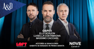 Copertina di Schlein, Costamagna e Cacciari ospiti di Luca Sommi ad Accordi&Disaccordi sabato 30 maggio. Con Travaglio e Scanzi