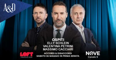 Copertina di Schlein, Petrini e Cacciari ospiti di Luca Sommi ad Accordi&Disaccordi sabato 30 maggio. Con Travaglio e Scanzi