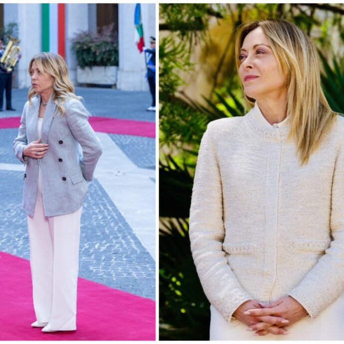 Scervino quando vuole mostrare femminilità, Armani per l’autorevolezza e poi quella passione per il total white: la strategia dietro i look di Giorgia Meloni