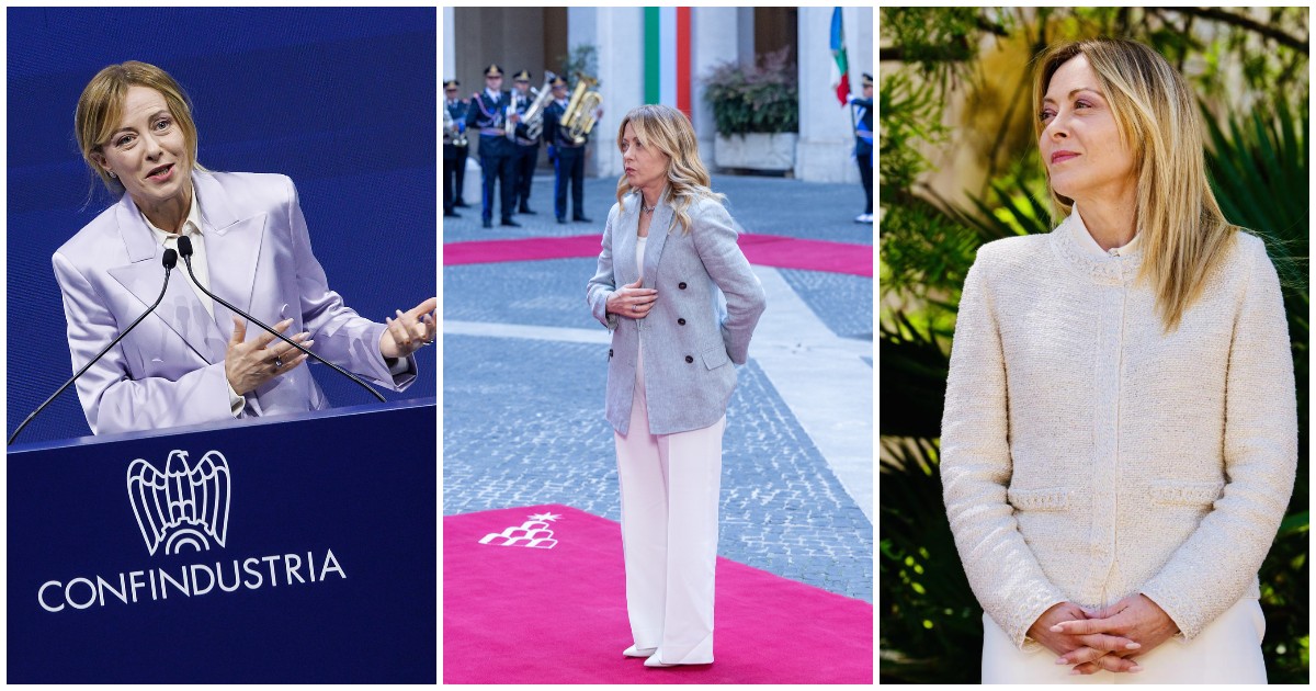 Scervino quando vuole mostrare femminilità, Armani per l’autorevolezza e poi quella passione per il total white: la strategia dietro i look di Giorgia Meloni