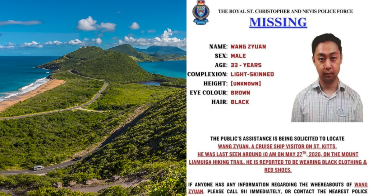Passeggero di una nave da crociera scende a terra per un trekking in solitaria e si perde: trovato morto il 33enne Wang Zyuan a St. Kitts