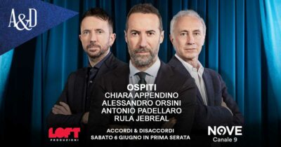 Copertina di Padellaro, Jebreal, Orsini e Appendino ospiti di Sommi ad Accordi&Disaccordi sabato 6 giugno. Con Travaglio e Scanzi