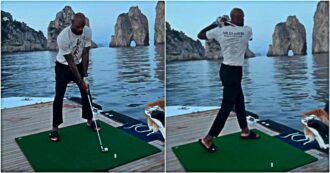 Copertina di Palline buttate in mare davanti ai Faraglioni di Capri: il video di LeBron James che gioca a golf sul suo yacht