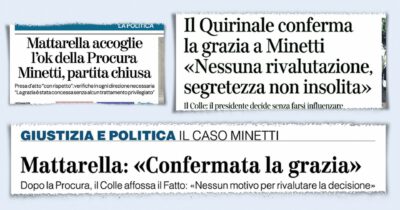 Copertina di Il tripudio dei quotidiani di corte, sempre megafoni del Verbo del Quirinale: “Mattarella striglia il Fatto”