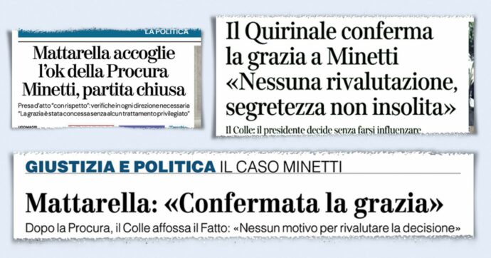 Il tripudio dei quotidiani di corte, sempre megafoni del Verbo del Quirinale: “Mattarella striglia il Fatto”