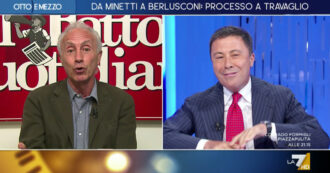 Copertina di Caso Minetti, scontro Bocchino-Travaglio. “Il Fatto chieda scusa”. “Pretendi di dare lezioni di giornalismo, non so da quale cattedra”. Su La7