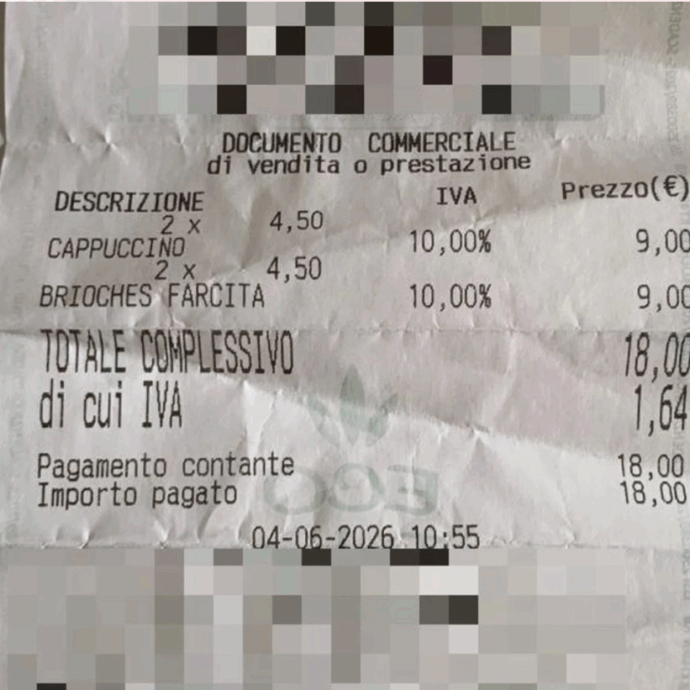 18 euro per due cappuccini e due brioche: lo scontrino “folle” della colazione in centro a Milano fa discutere