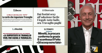 Copertina di Caso Minetti, Travaglio a La7: “Giornali di destra e ‘de sinistra’ festeggiano il tentativo di Cipriani di far chiudere Il Fatto”