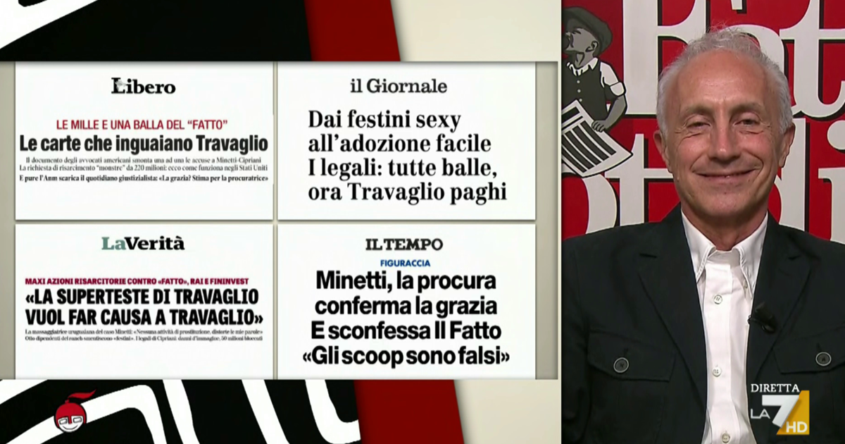 Caso Minetti, Travaglio a La7: “Giornali di destra