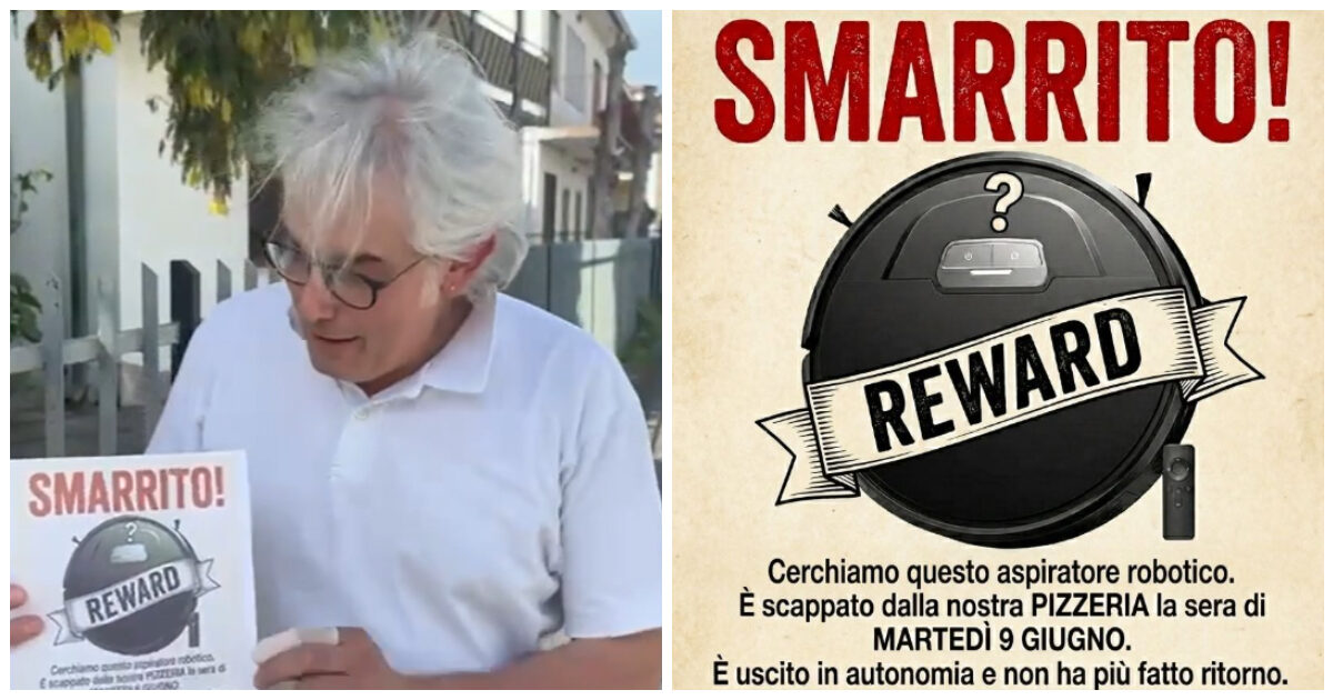 Robot aspirapolvere fugge dalla pizzeria, l’appello del proprietario: “Sentivo il suo rumore mentre lavorava, poi il silenzio. A chi ce lo riporta offriamo una pizza”