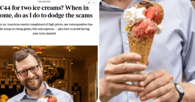 Copertina di Il Times non fa sconti a Roma e pubblica un pezzo su come evitare truffe nella Capitale: “Ecco quanto devono costare gelato e caffè, occhio a taxi…”