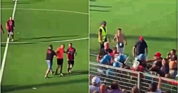 Follia Taranto, scoppia il caos dopo la sconfitta: invasione di campo dei tifosi, giocatori aggrediti e scontri con la polizia