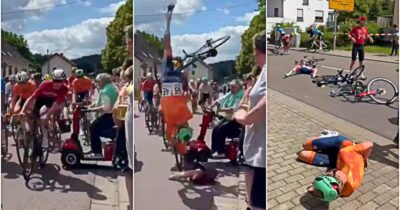 Copertina di “Brutto incidente, a causa di una vecchia signora che viveva nel suo mondo”: l’ira del giovane ciclista che posta il video della maxi caduta
