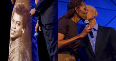Copertina di Michelle Obama sorprende tutti a Chicago: sulla gonna il ritratto della madre scomparsa Marian Robinson
