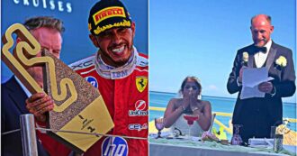 Copertina di Una tifosa scopre della vittoria di Hamilton mentre si sposa e scoppia di gioia: “Oh mio Dio, non ci credo”