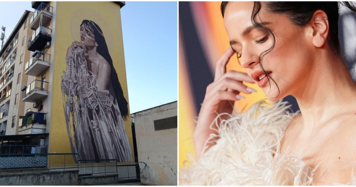 Rosalia spunta su un murale a Palermo: la foto dell’opera diventa virale tra i fan. L’artista ha cantato in siciliano “Focus Ranni” dedicata alla santa patrona della città