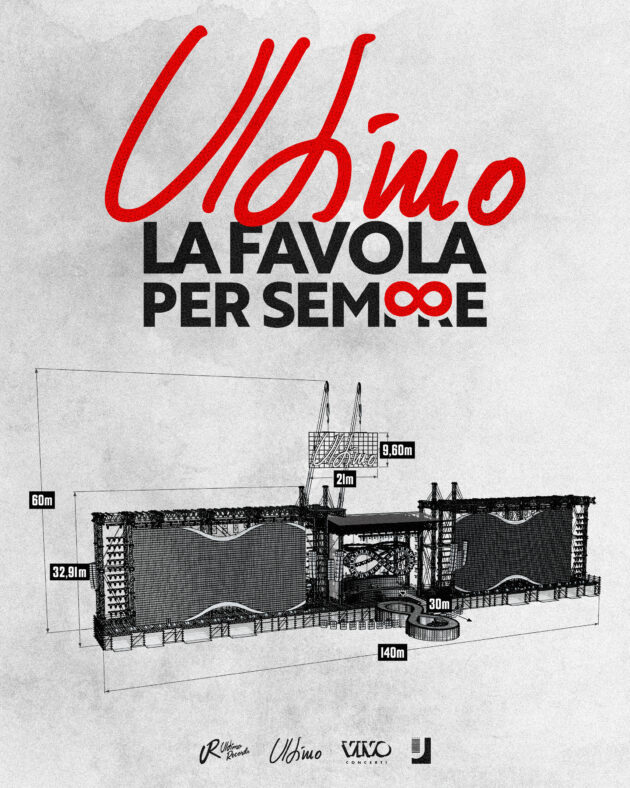 Ultimo svela il grande palco dell’evento a Tor Vergata: “Siamo arrivati qui dopo un lavoro immenso iniziato un anno e mezzo fa” – LE FOTO