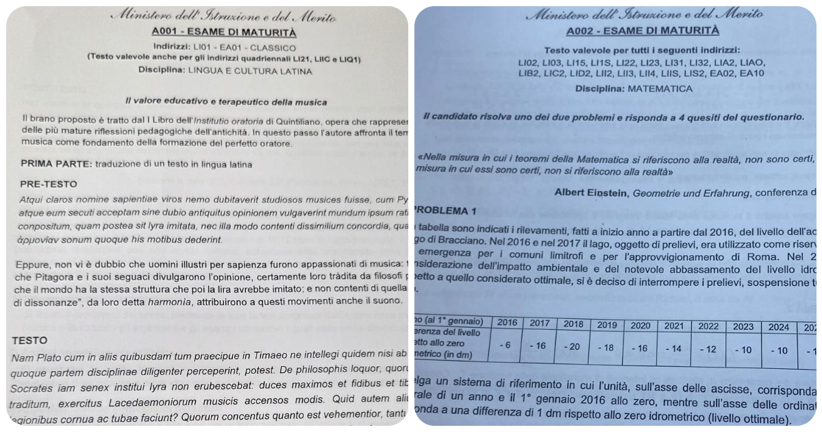 maturit224 2026 ecco le foto in esclusiva delle tracce della seconda prova scritta la versione di quintiliano il problema sul livello delle acque del lago di bracciano e lo studio di funzione 8211 foto da Ilfattoquotidiano.it maturit224 2026 ecco le foto in esclusiva delle tracce della seconda prova scritta la versione di quintiliano il problema sul livello delle acque del lago di bracciano e lo studio di funzione 8211 foto