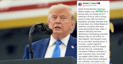 Copertina di “Gigiorgia” dopo “Giuseppi”: Trump sbaglia il nome di Meloni nel post in cui l’attacca