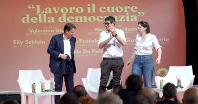 Copertina di “Non ci basta vincere, vogliamo governare per 5 anni”: la promessa di Schlein, Conte e Fratoianni