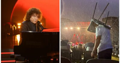 Copertina di Si scatena una tempesta improvvisa mentre Cocciante canta “Cervo a primavera”: costretto ad annullare il concerto a Pordenone, 4mila spettatori in fuga tra caos e panico