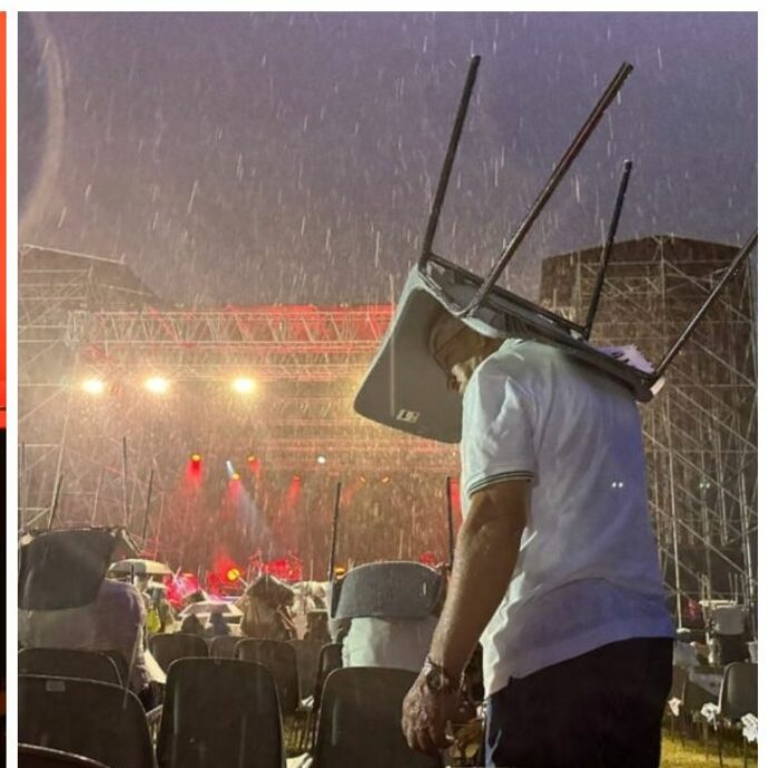 Si scatena una tempesta improvvisa mentre Cocciante canta “Cervo a primavera”: costretto ad annullare il concerto a Pordenone, 4mila spettatori in fuga tra caos e panico