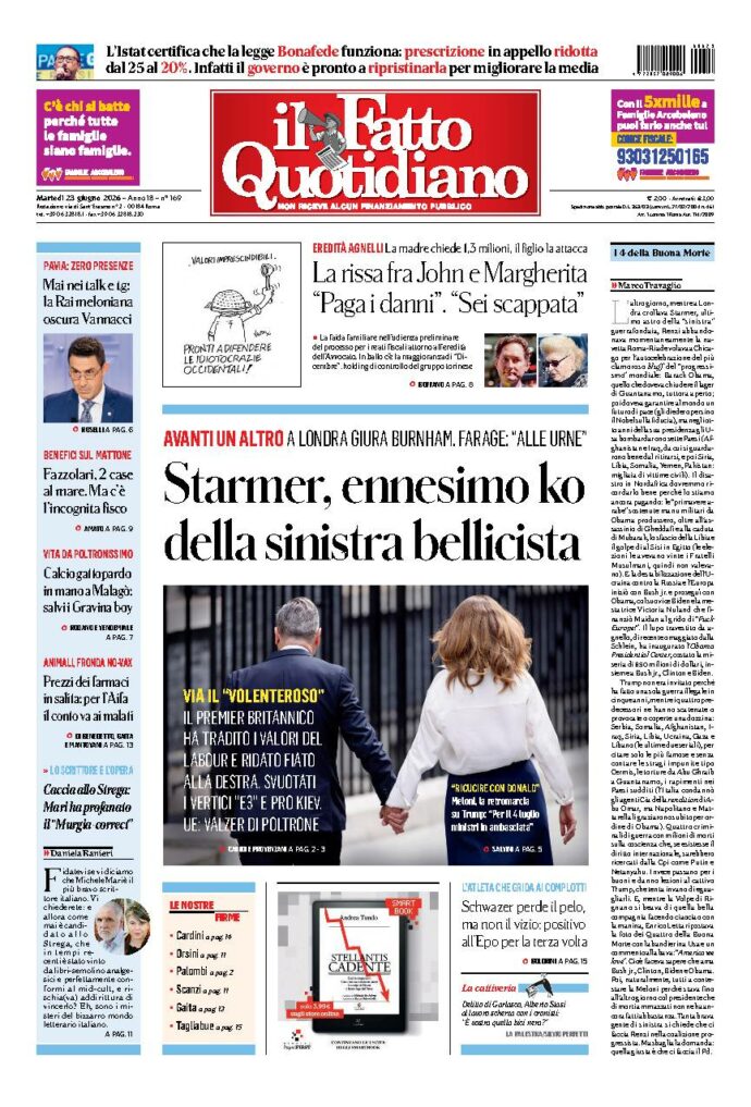 Copertina de Il Fatto Quotidiano di Mar 23 Giugno 2026