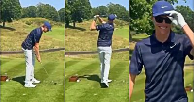 Copertina di Sinner è un disastro a golf: il suo tiro finisce tra gli alberi, Cahill scoppia a ridere