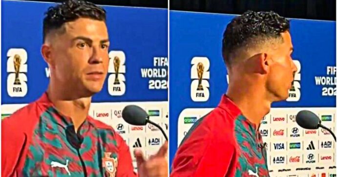 Ronaldo fa doppietta ed entra nella storia ai Mondiali, poi si infastidisce quando gli chiedono di Messi: “Prossima domanda”
