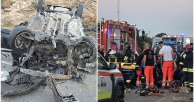 Copertina di Auto esce di strada e si ribalta più volte su sé stessa: morti tre giovani a Manfredonia (Foggia)
