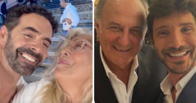 Copertina di “Un diluvio universale, io sono in accappatoio… Guardate che roba!”: Mara Venier e Alberto Matano sotto la pioggia al premio Agnes. Sul palco Stefano De Martino e Gerry Scotti con una proposta