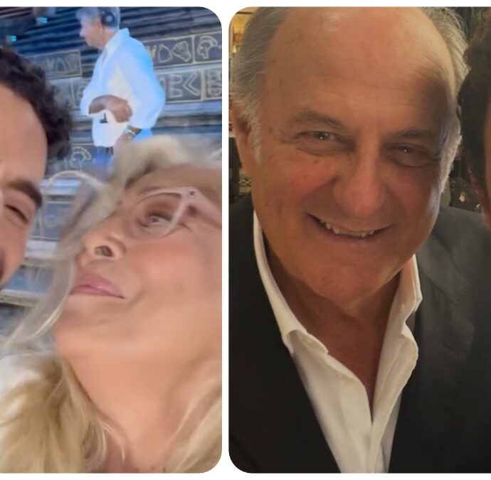 “Un diluvio universale, io sono in accappatoio… Guardate che roba!”: Mara Venier e Alberto Matano sotto la pioggia al premio Agnes. Sul palco Stefano De Martino e Gerry Scotti con una proposta