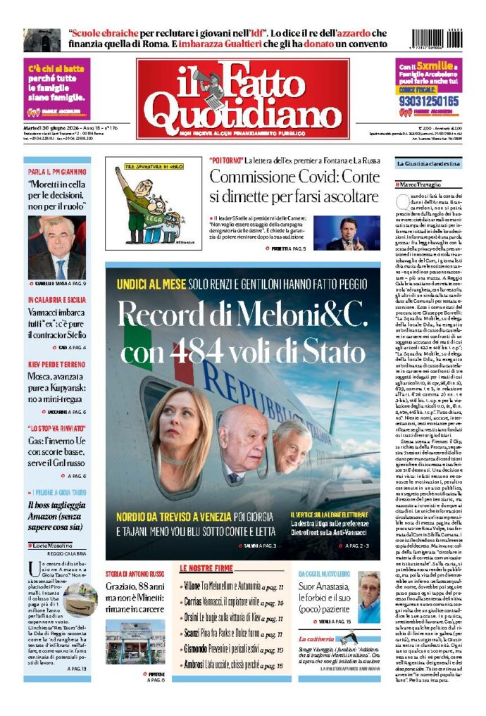 Copertina de Il Fatto Quotidiano di martedì 30 Giugno 2026