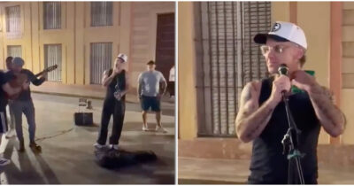 Copertina di Robbie Williams sorprende a Siviglia: canta “Angels” con un artista di strada, turisti impazziti – IL VIDEO