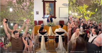 Copertina di Aurora Ramazzotti e Goffredo Cerza sposi in Sicilia: il rito civile nel paese di Pippo Baudo e poi la festa al castello, i primi due look della sposa e la lista degli invitati vip