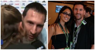 Copertina di “Se ti guardo, dicono ‘Perché l’hai guardata?’. Se ti saluto, dicono ‘Perché l’hai salutata’”: Messi scherza con la giornalista e “riaccende” il gossip del triangolo con la moglie