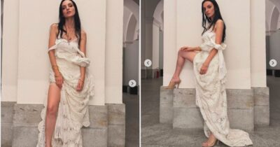 Copertina di “Perché comprare un vestito se puoi usare una tovaglia?”: Arisa perde i bagagli e si esibisce indossando una stoffa comprata in un mercatino