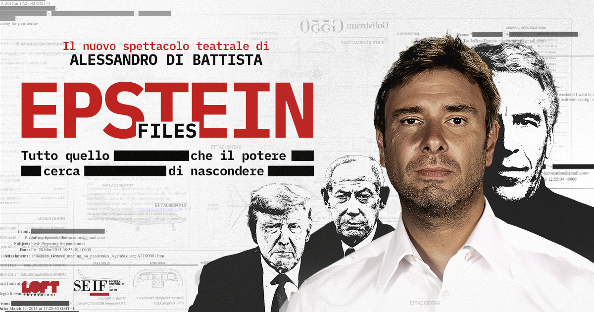 Alessandro Di Battista porta a teatro ‘EPSTEIN FILES. Tutto quello che il potere cerca di nascondere’