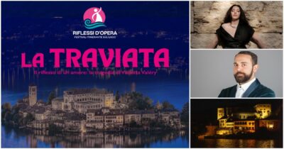 Copertina di Niente quinte né sipario: con la Traviata brindi anche tu. A Orta l’opera lirica itinerante e immersiva diventa festival