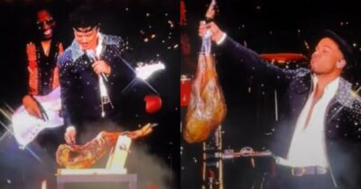 Copertina di Bruno Mars mette in pausa il concerto e affetta un prosciutto sul palco – IL VIDEO