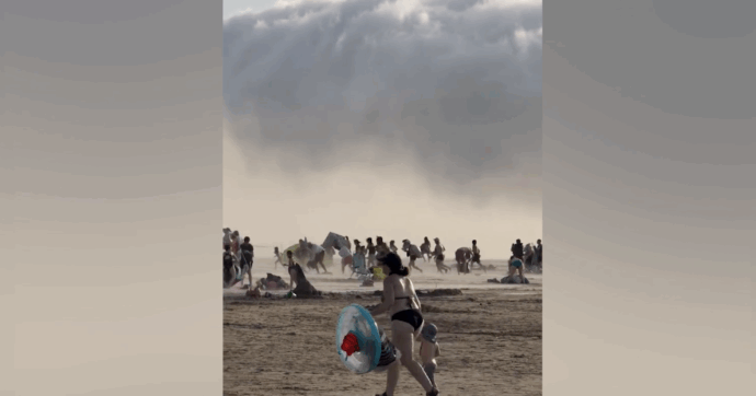 Una “nuvola tsunami” sulle spiagge del nord della Francia: la fuga dei bagnanti