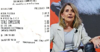 Copertina di “Si può speculare così sul caldo senza vergogna?”: Tiziana Ferrario pubblica lo scontrino con l’acqua a 2 euro in un bar di Roma, scoppia la polemica