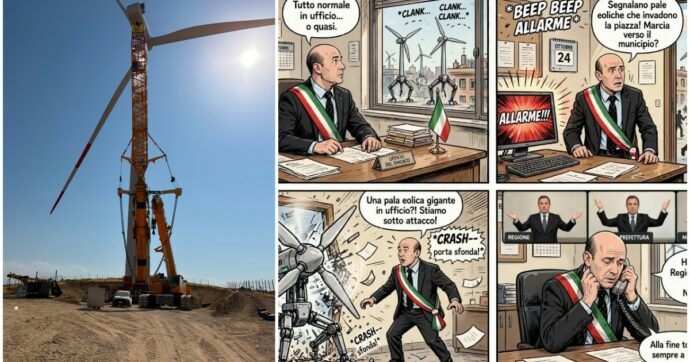 Il sindaco che usa i fumetti per criticare il colosso dell’eolico: “Hanno scavato sui terreni comunali senza autorizzazione”