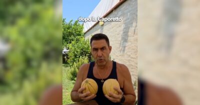 Copertina di Ascia bipenne (simbolo di Ordine Nuovo), canottiera nera e motti dannunziani: il video di Vannacci con due meloni in mano